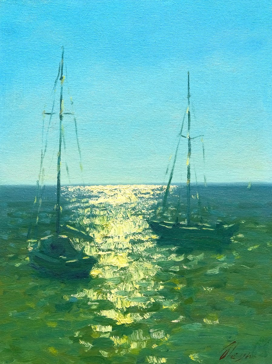 Impressionistic Landscape Oil Painting By Dmitry Oleyn, 12 X 16, Evening, Original Artwork