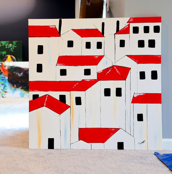 Acrylic - Red roofs