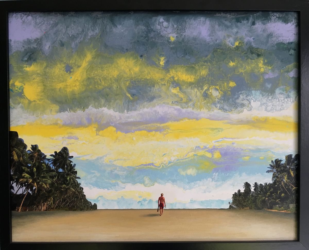 Landscape Painting By Stefano Pallara, 20 X 17", Burning Every Bridge That I Cross N.5, Original Artwork