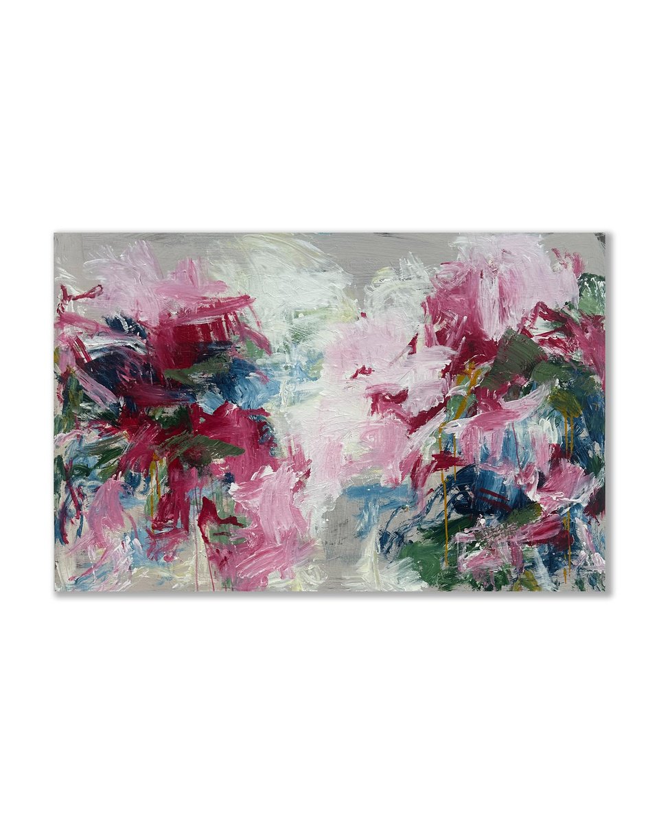 Abstract Landscape Acrylic Painting By Omar Obaid, 59 X 39", Mirage, Original Artwork