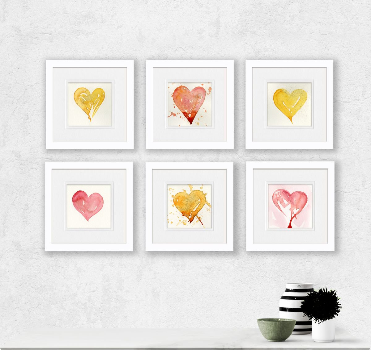 Valentine Heart Set 1 - 6 Watercolor Paintings by Kathy Morton Stanion by Kathy Morton Stanion