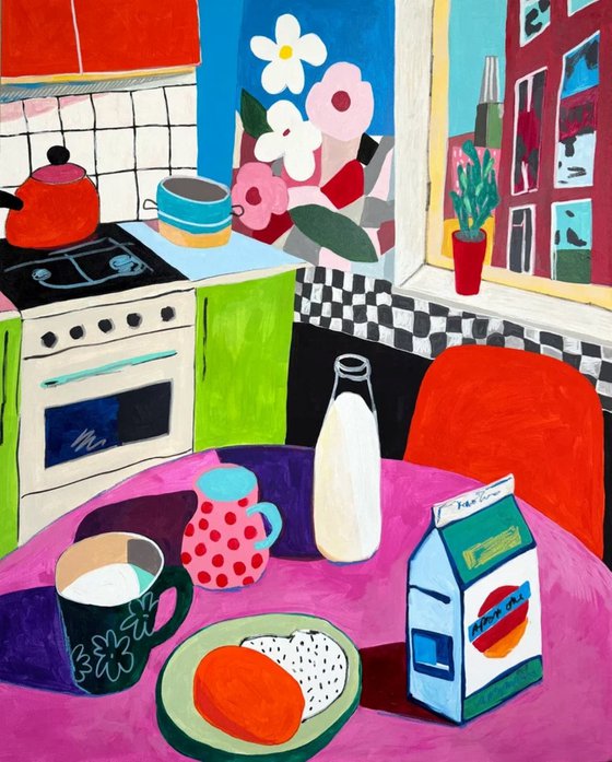Morning Milk Carton in Floral Kitchen