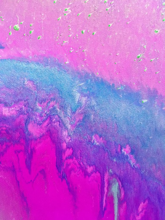 "Little Green Invasion" - FREE USA SHIPPING - Original Abstract PMS Acrylic Painting - 16 x 20 inches