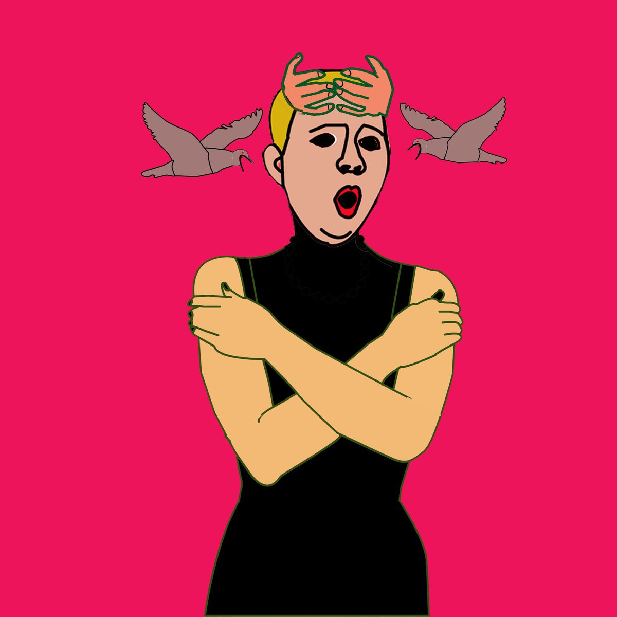 Urban And Pop Portrait Print By Artworks By Rina Mualem, 10 X 10, Hello - Feminist Art, Original Artwork