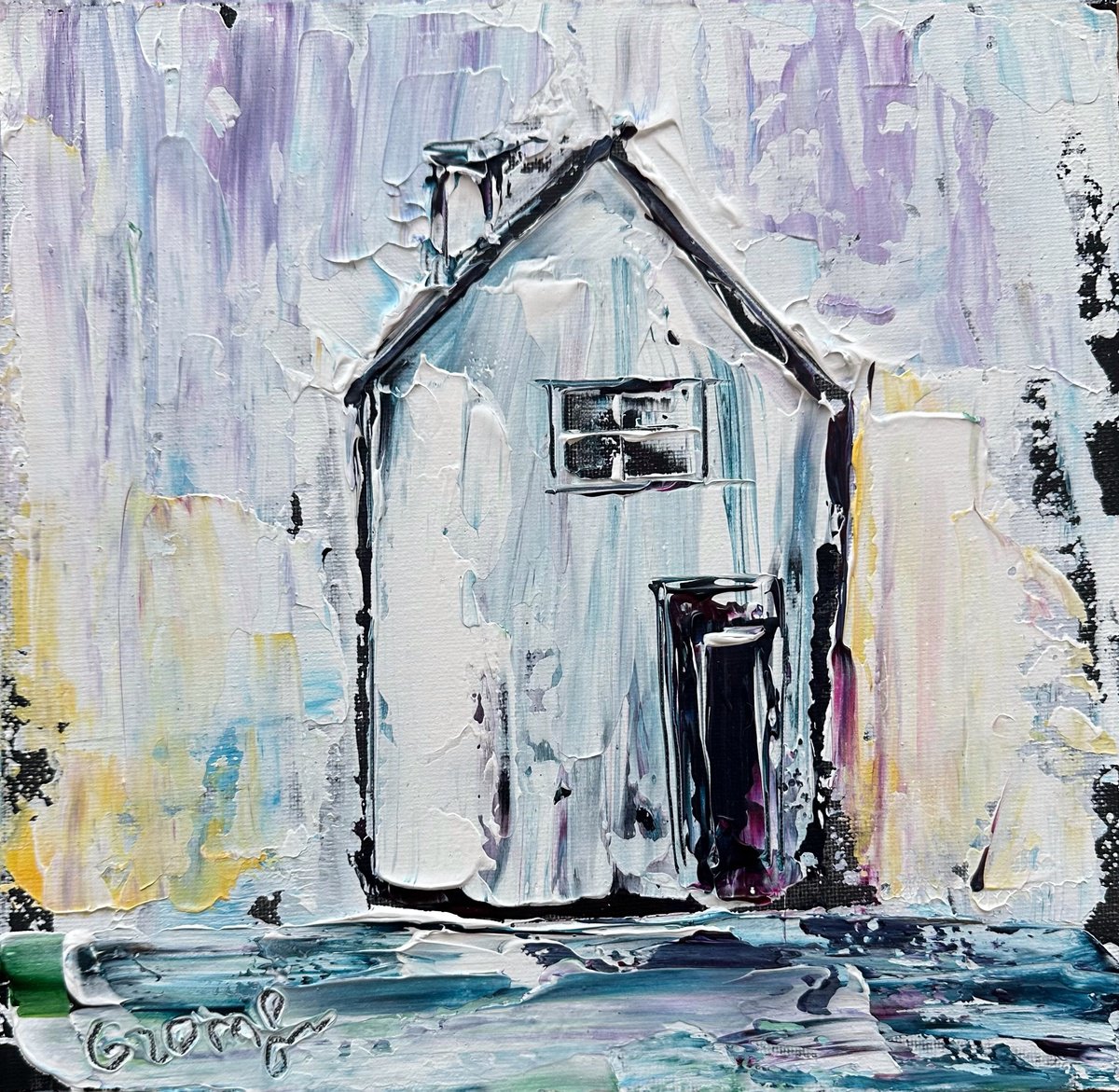 Impressionistic Cityscapes Acrylic Painting By Oksana Fedorova, 10 X 10", White House Acrylic, Original Artwork