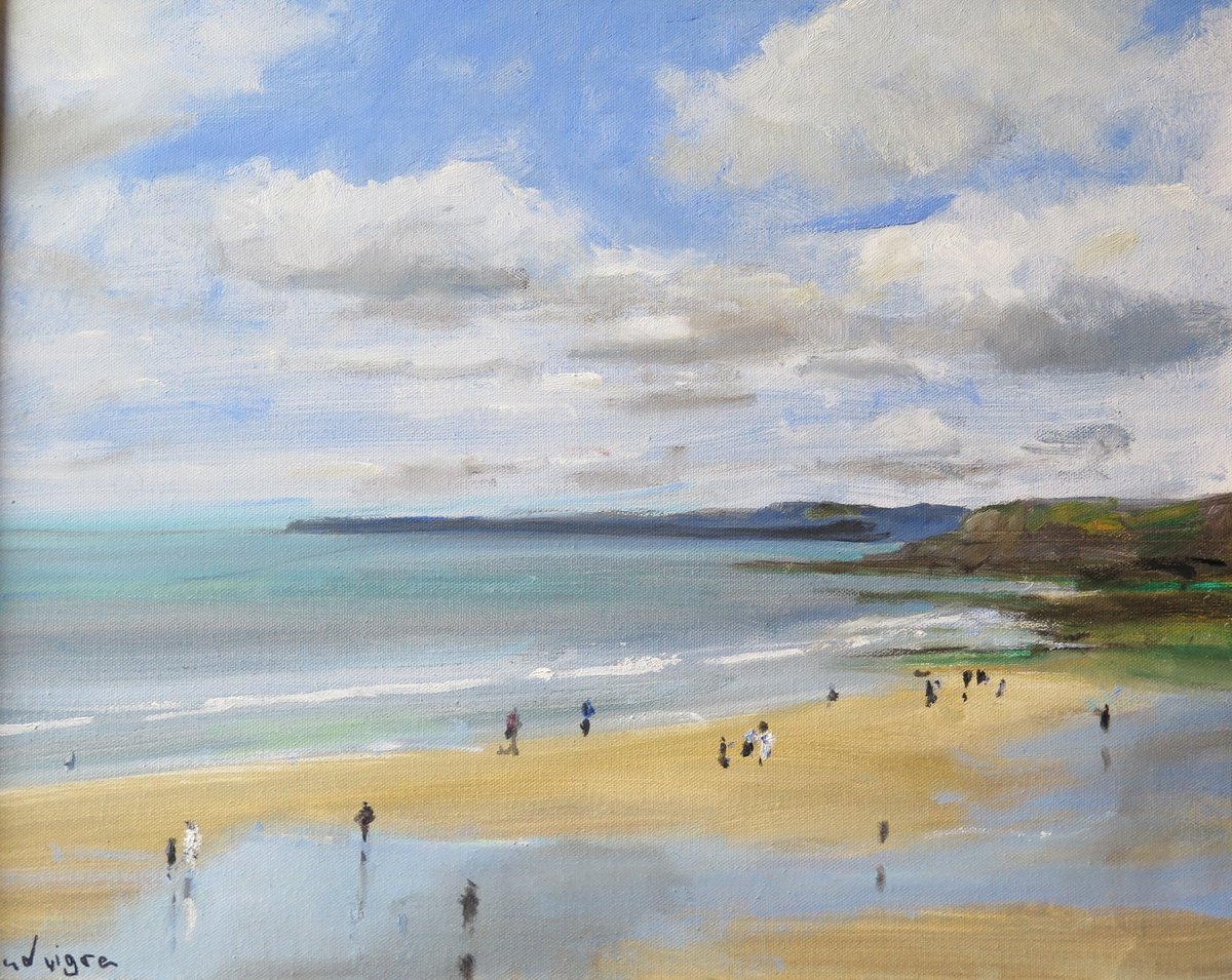 Impressionistic Landscape Oil Painting By Malcolm Ludvigsen, 26 X 19", Scarborough, Aug 23, Original Artwork