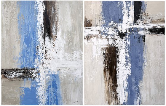 Blue Structural Passage Diptych set