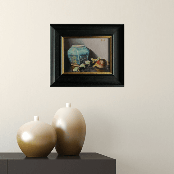 Turquoise pot & fig.