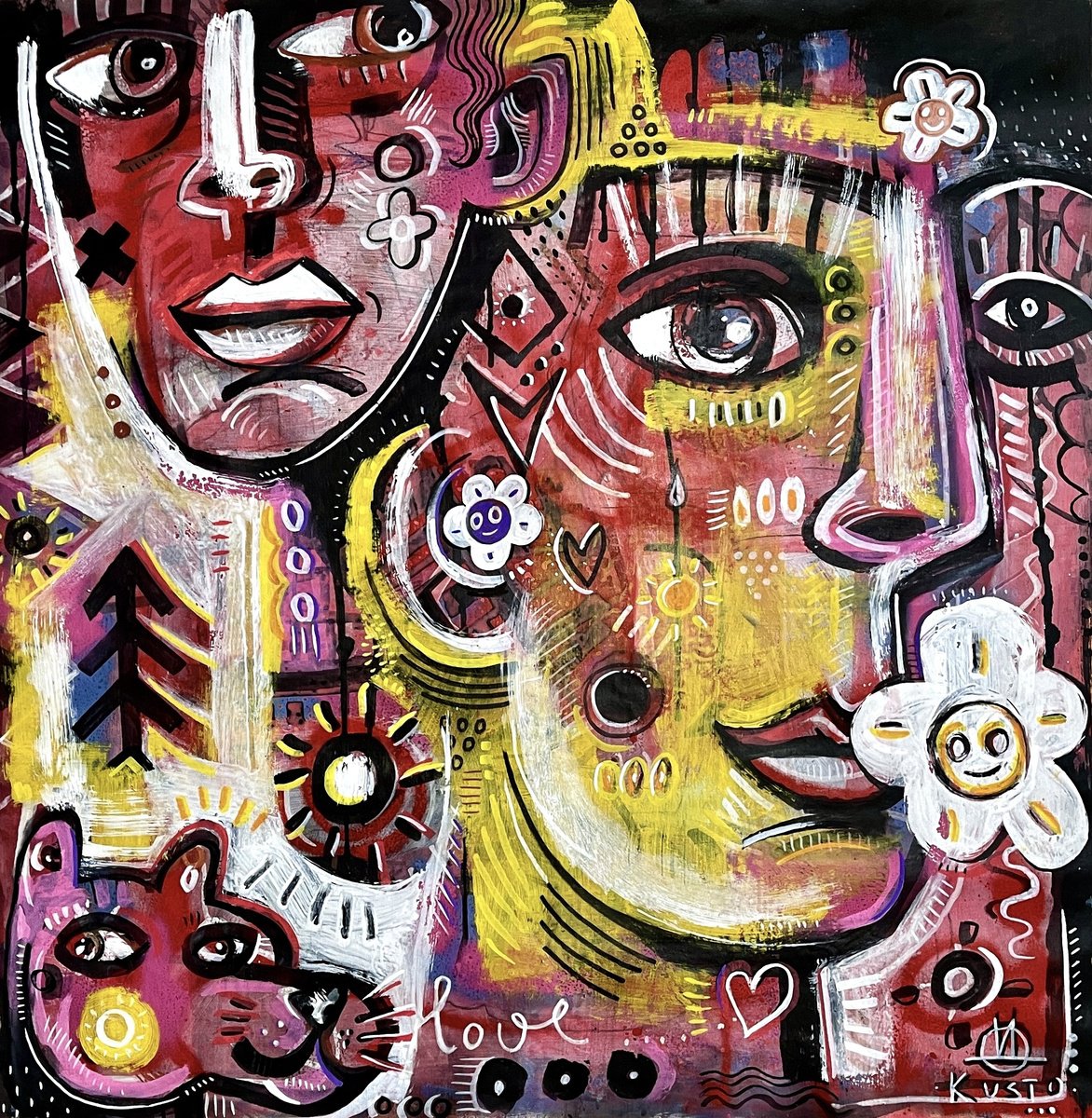 Urban And Pop Acrylic Painting , Pink Panter By Daria Kusto, 39 X 41, Artwork For Sale On Artfinder