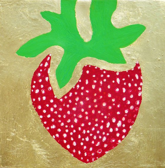 Strawberry-on gold leaf