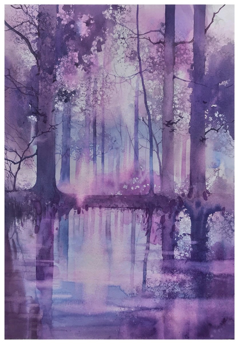 Impressionistic Landscape Watercolour By Nazar Grunyka, 12 X 17", Landscape, Original Artwork