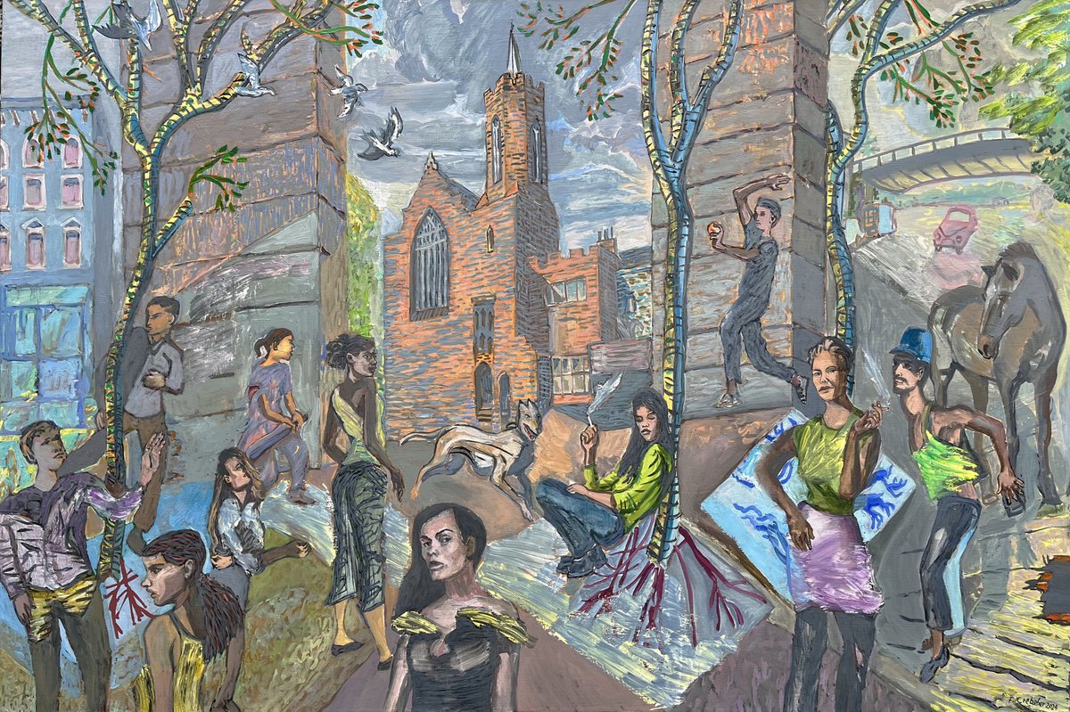 Expressive Portrait Oil Painting By Frank Creber, 54 X 35, Limping Man Clue, Original Artwork