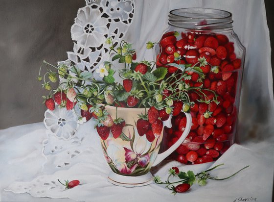 Strawberry Still Life Painting