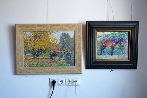 A boulevard in Maryino in the rain. October