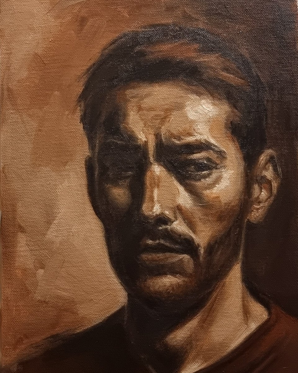 Expressive Portrait Oil Painting By Artmoods Tp, 12 X 16, Interlude 0324-05, Original Artwork
