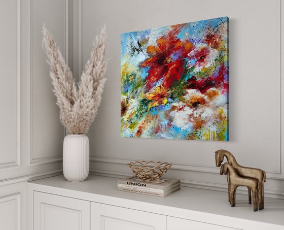 "Vibrant Blossoms" from "Colours of Summer" collection, abstract flower painting