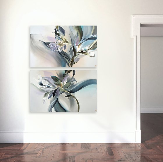 Magnolia Drift Diptych