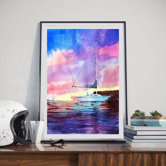 Sunset sailboat