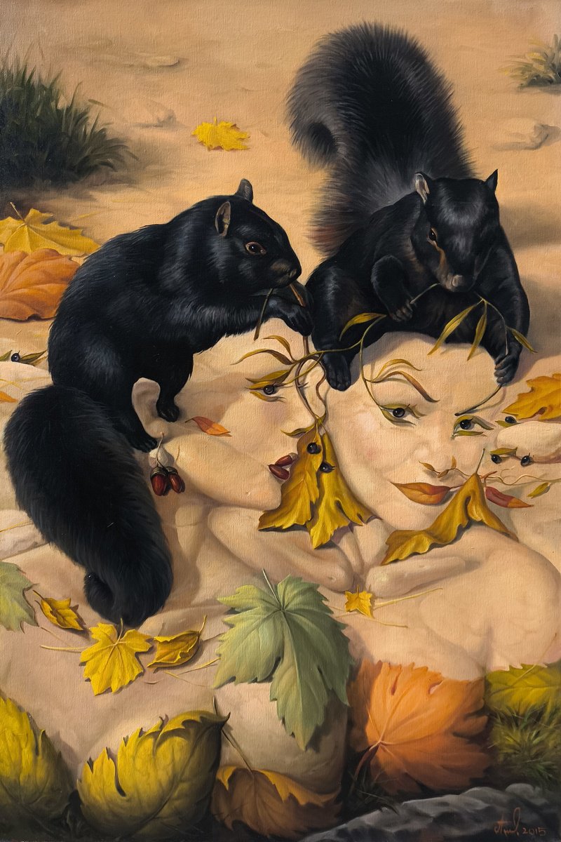 Surrealistic Portrait Oil Painting By Artush Voskanian, 24 X 35, Between Worlds, Original Artwork