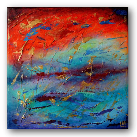 Red, Blue and Gold Abstract - Venus