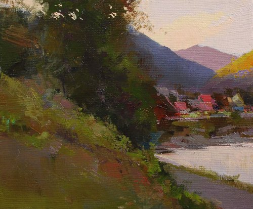 Small landscape oil painting " Approaching Evening " ( 427l15 ) by Yuri Pysar