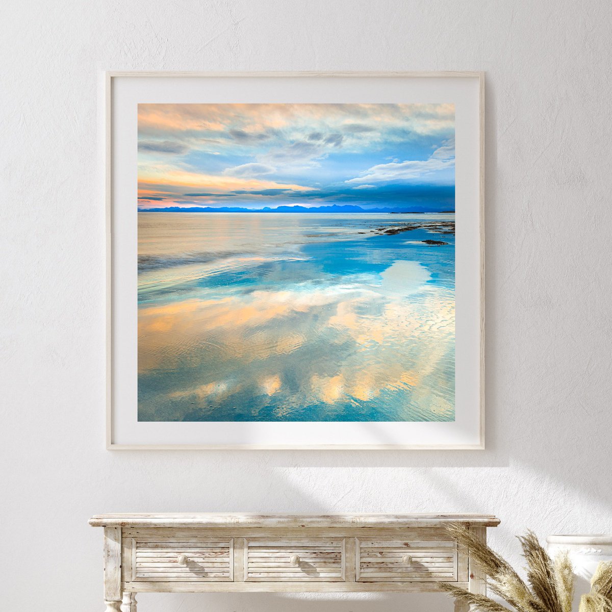 Impressionistic Landscape Photograph By Lynne Douglas, 36 X 36", Reflecting On Blue, Original Artwork