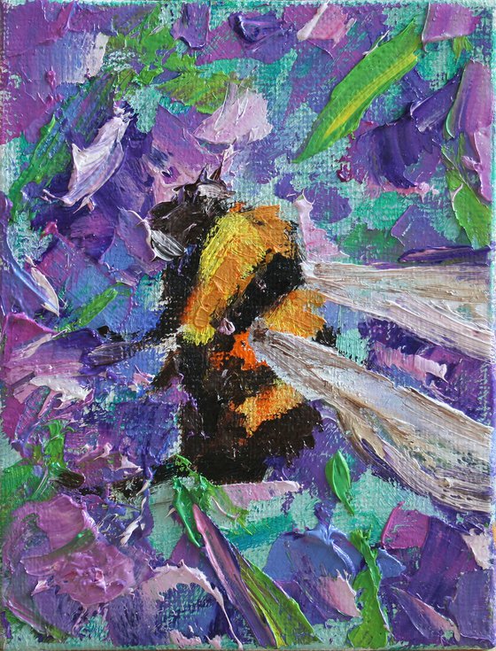BUMBLEBEE 06... framed / FROM MY SERIES "MINI PICTURE" / ORIGINAL PAINTING