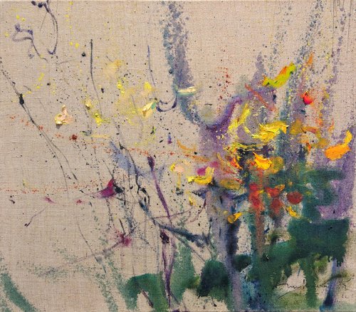 Thoughts among wildflowers .70x80cm.  Autumn . by Helen Shukina