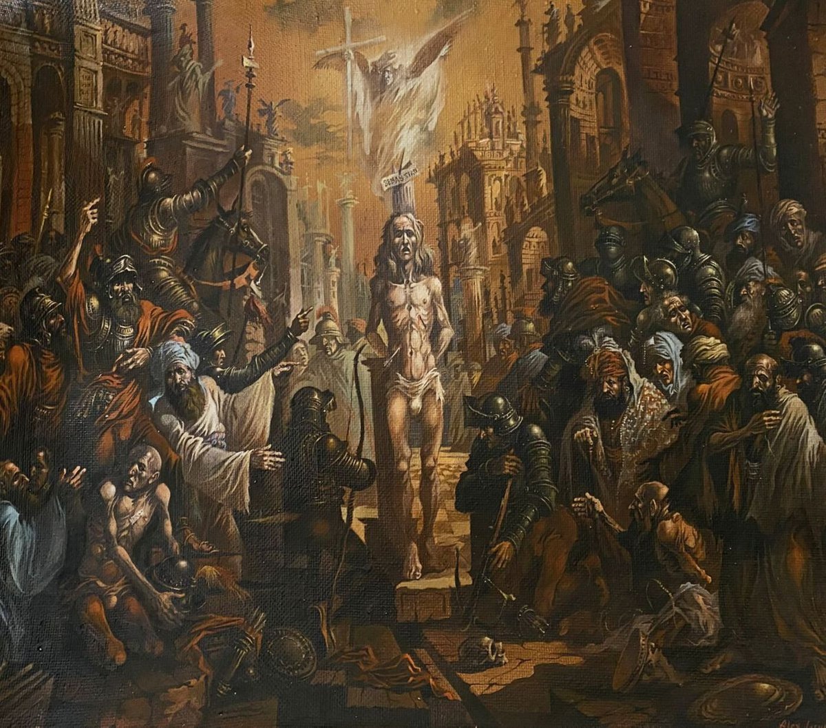 Expressive Oil Painting , Saint Sebastian By Oleg And Alexander Litvinov, 21 X 19, Artwork For Sale On Artfinder