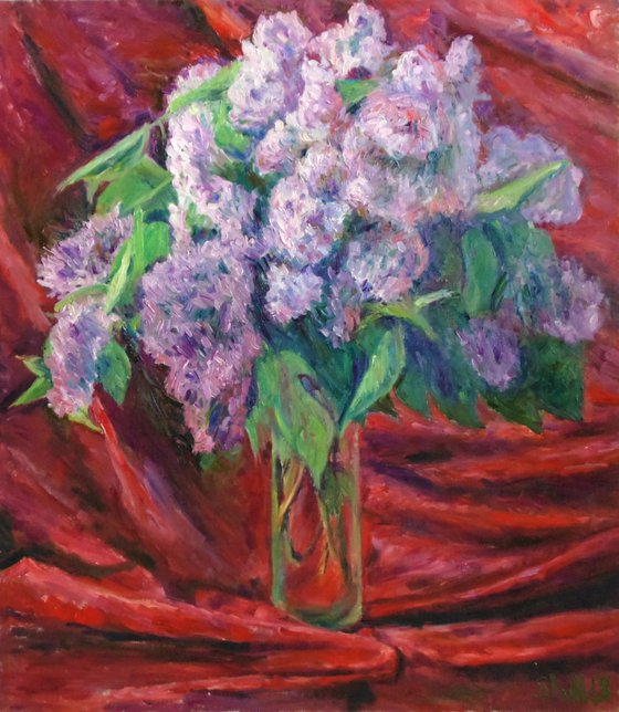 Lilac on red