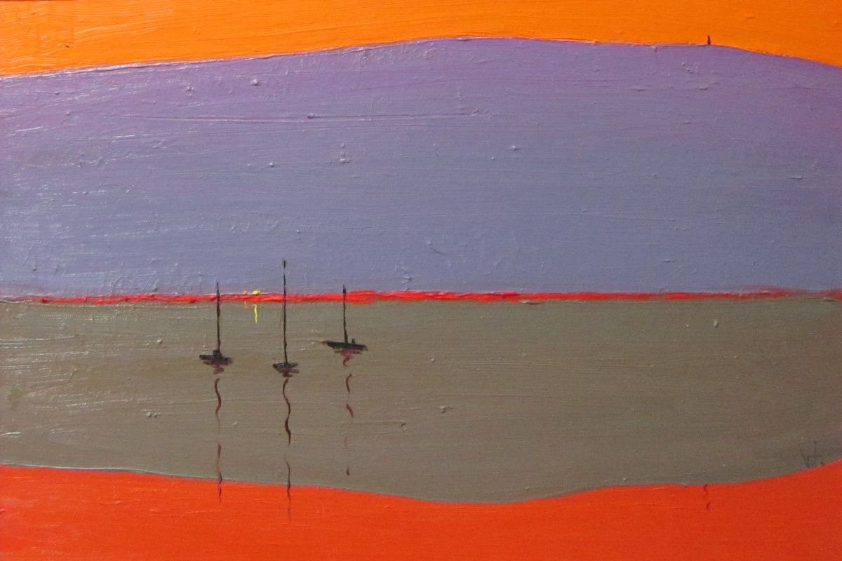 Impressionistic Landscape Oil Painting By Viktor Ivaniv, 24 X 16", The Sea. Unusual Perspective, Original Artwork