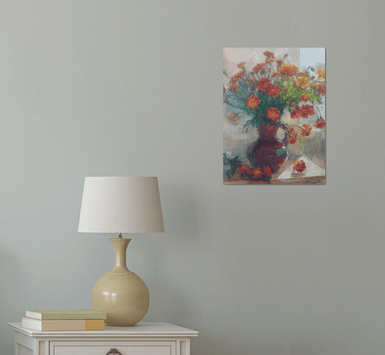 Marigolds in a vase