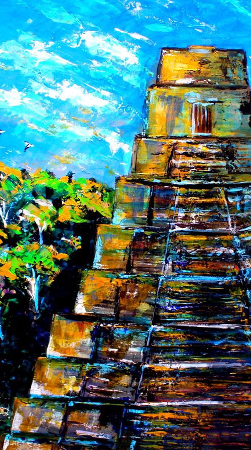 Tikal -Large ( 40" x 30" - 102cm x 76cm) painting by Paul J Best