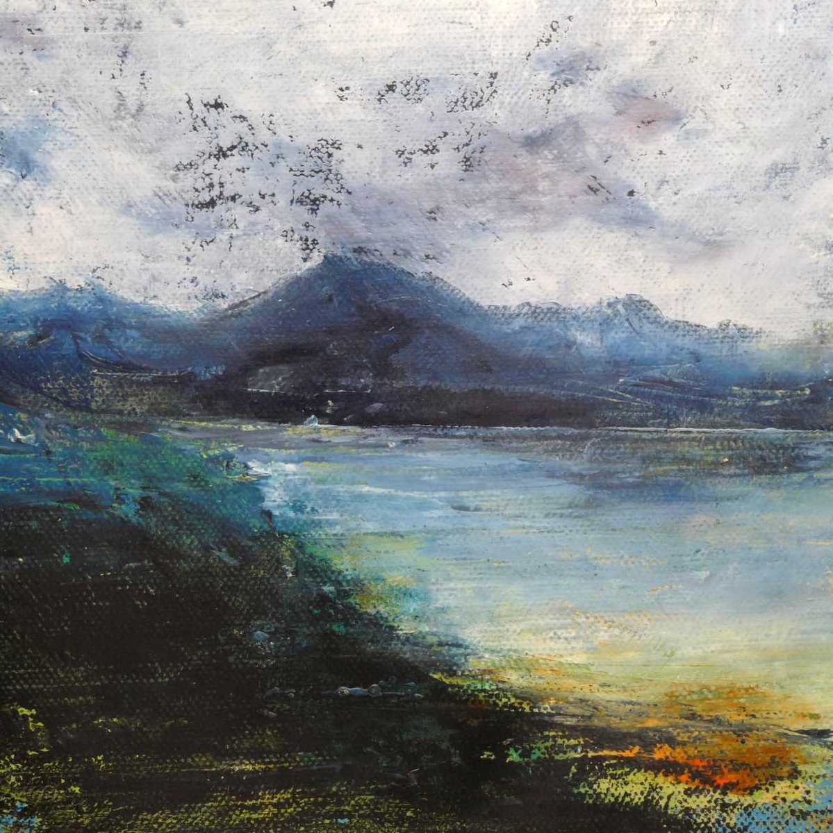 Organic Landscape Acrylic Painting By Oconnart, 10 X 10", Dundonnell Scotland Landscape, Original Artwork