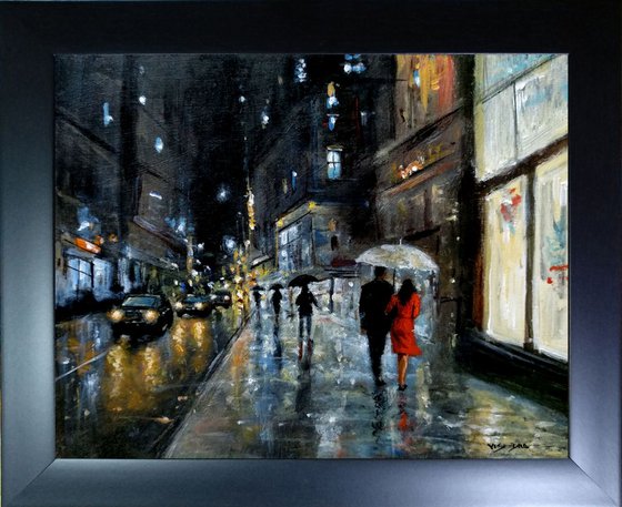New York rainy sidewalk