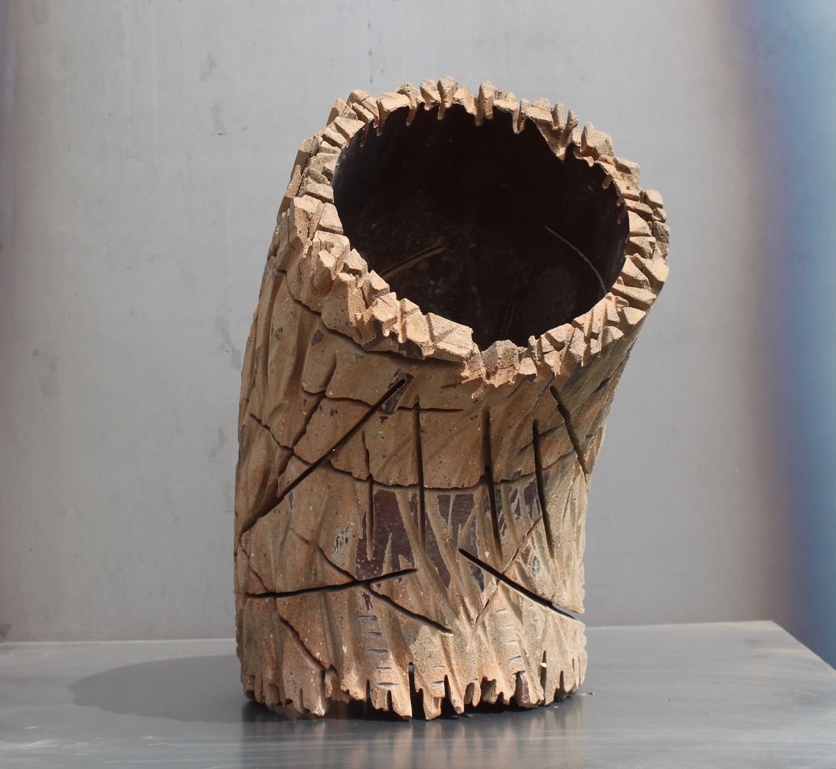 Geometric Abstract Clay Sculpture By Ognyan Hristov, 10 X 13", "Direction", Original Artwork