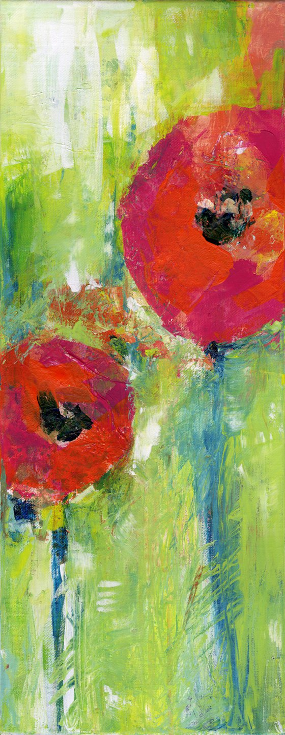 Two Poppies - Floral Painting by Kathy Morton Stanion