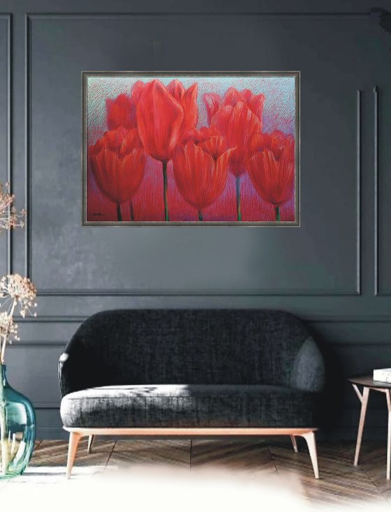 Red Tulips on Red