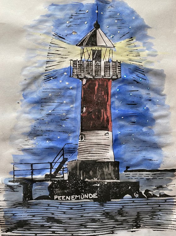Lighthouses - Peenemünde - watercolored version