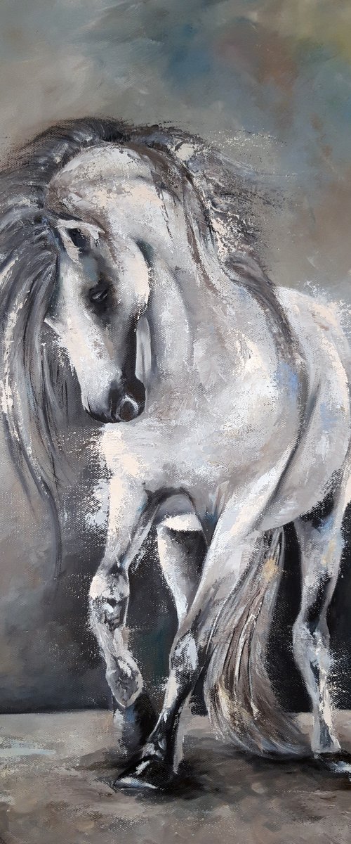 Spirit Horse White Horse Painting Pet Portrait Horse by Natalia Langenberg
