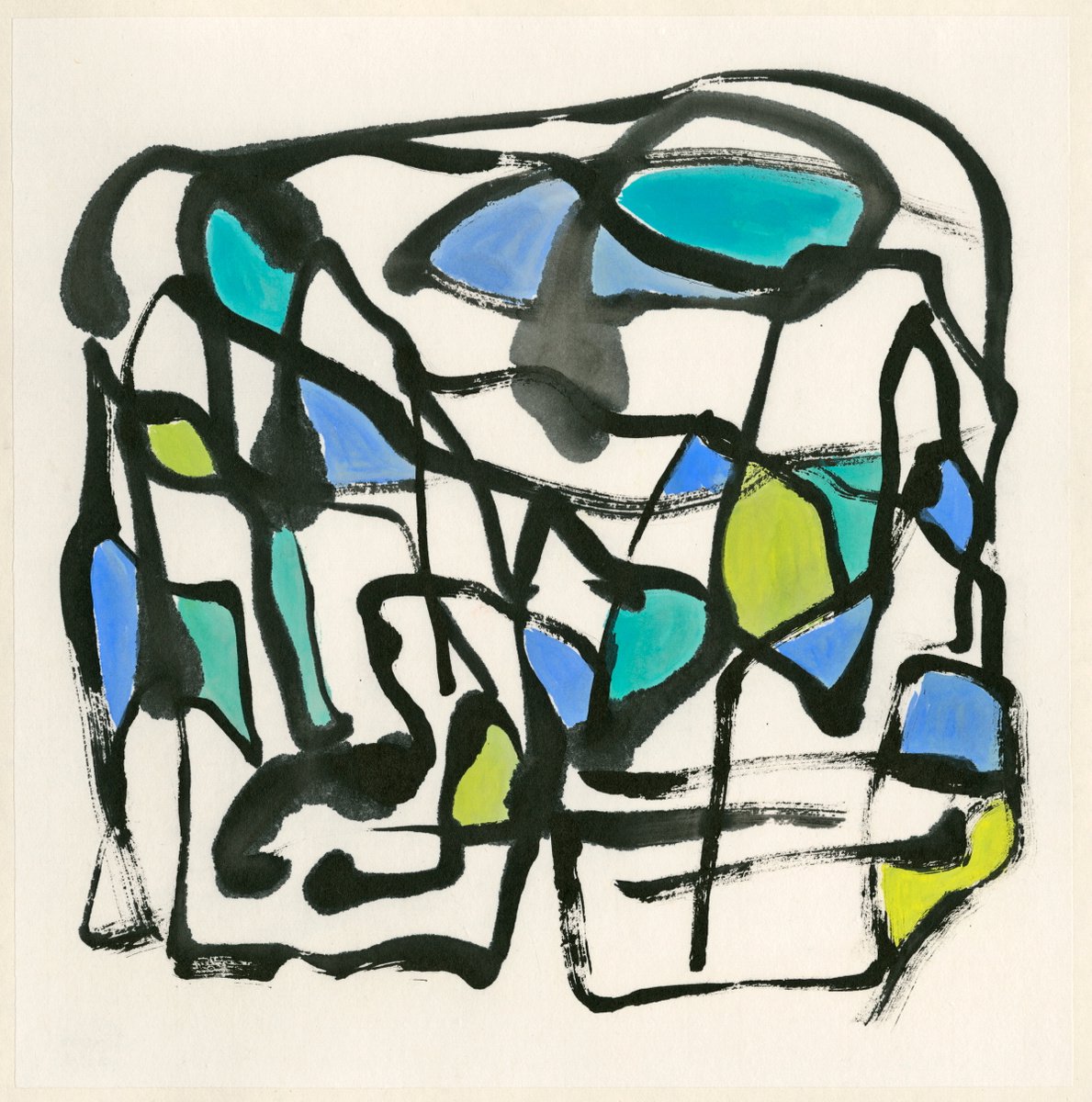 Abstract Landscape Drawing By Lee Man Ki Joyce, 14 X 14", The Wetland, Original Artwork