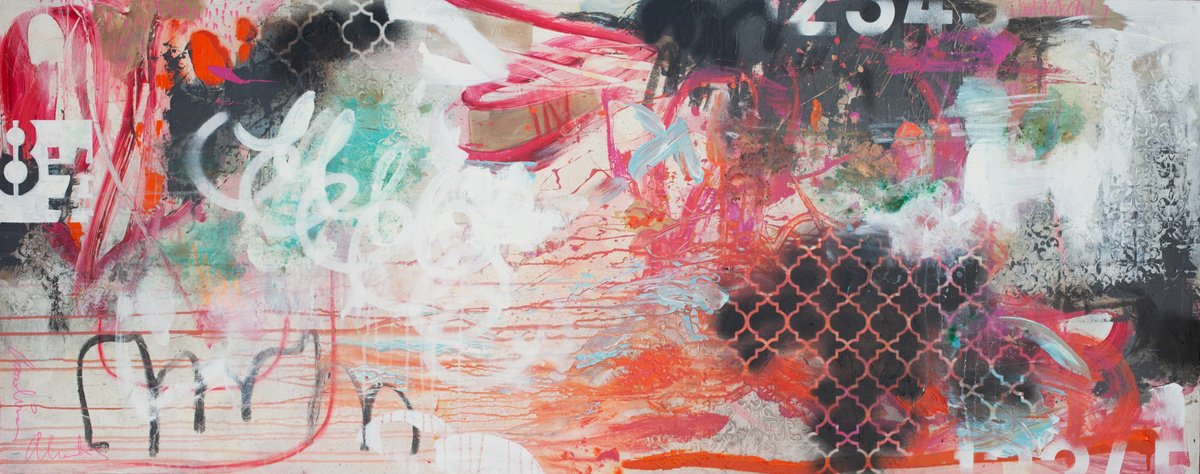 Organic Abstract Acrylic Painting By Carolina Alotus, 59 X 24, The Object Of Our Desire, Original Artwork