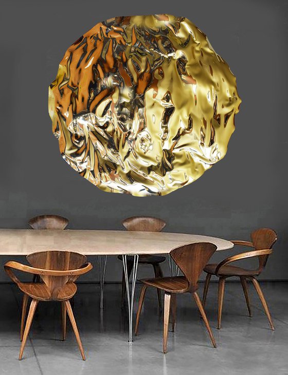 Tornado / Golden Sculpture 120 cm 3-D Modern Abstract