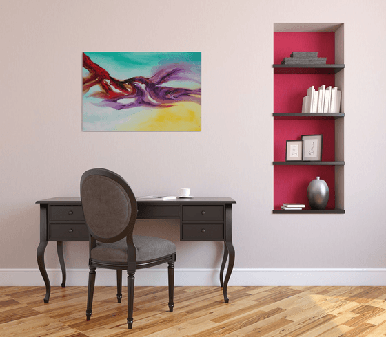 Delight of fly - 90x60 cm, Original abstract painting, oil on canvas