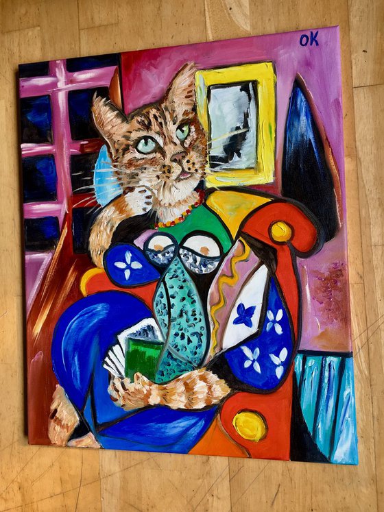 Dreaming Cat version of Picasso painting FOR CAT LOVERS GIFT IDEA