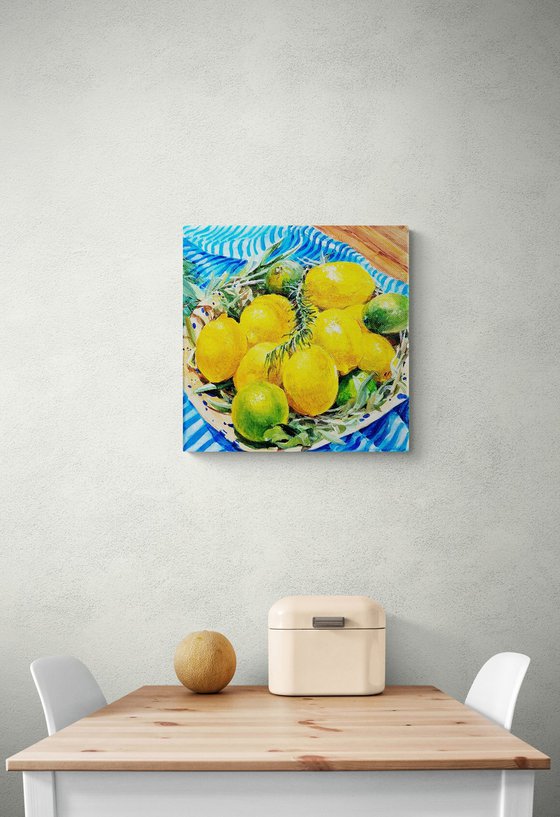 Yellow lemons still life