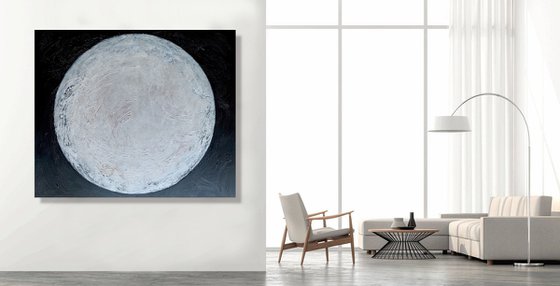 Dancing In The Moonlight - XL LARGE,  TEXTURED ABSTRACT ART, BLACK & WHITE ART, MODERN ABSTRACT ART – EXPRESSIONS OF ENERGY AND LIGHT. READY TO HANG!