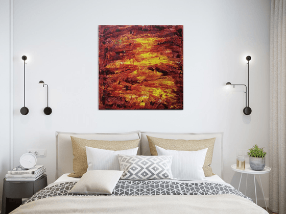 "Firestarter" - Original PMS Abstract Acrylic Painting On Canvas - 30" x 30"