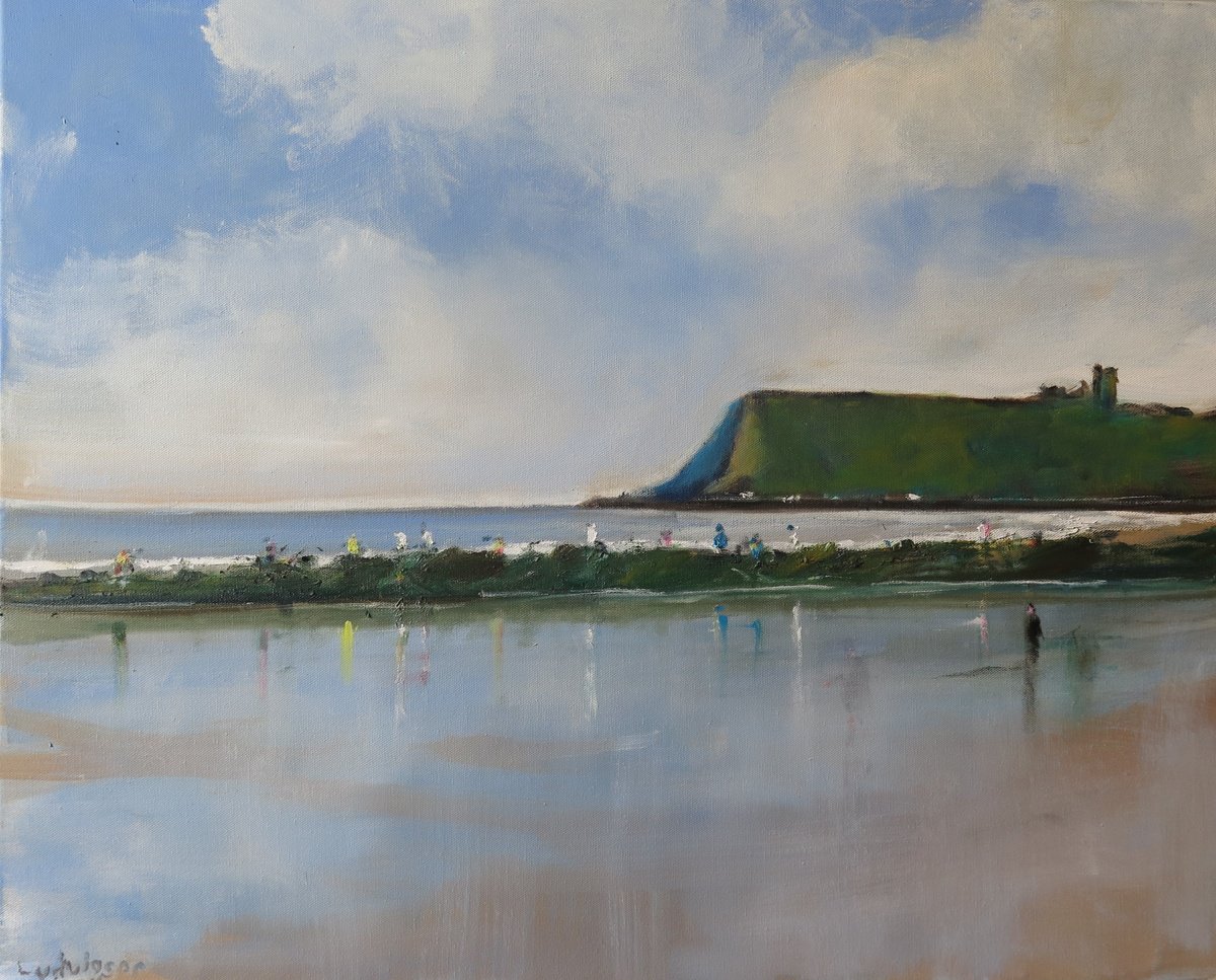 Impressionistic Landscape Oil Painting By Malcolm Ludvigsen, 30 X 24", Scarborough Rocks, Original Artwork