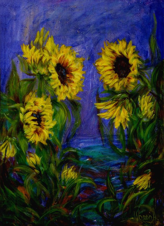 Sunflowers at Dusk